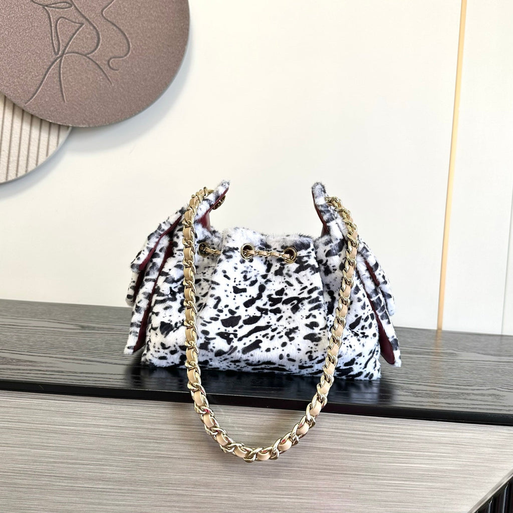 2026 Leopard Print Hobo Bag 22cm White Black Ponyhair Leather