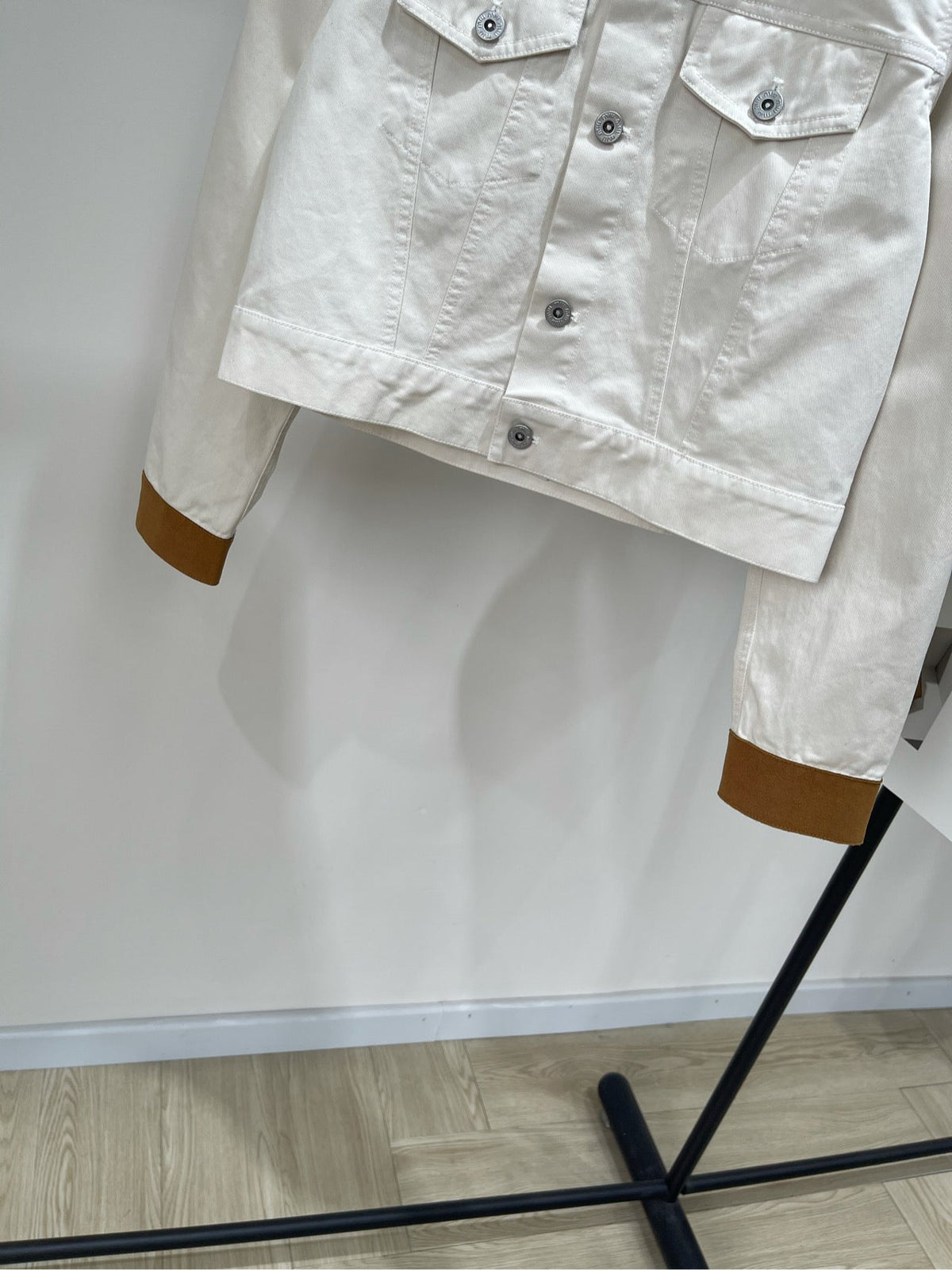 M 25 white suede velvet denim jacket