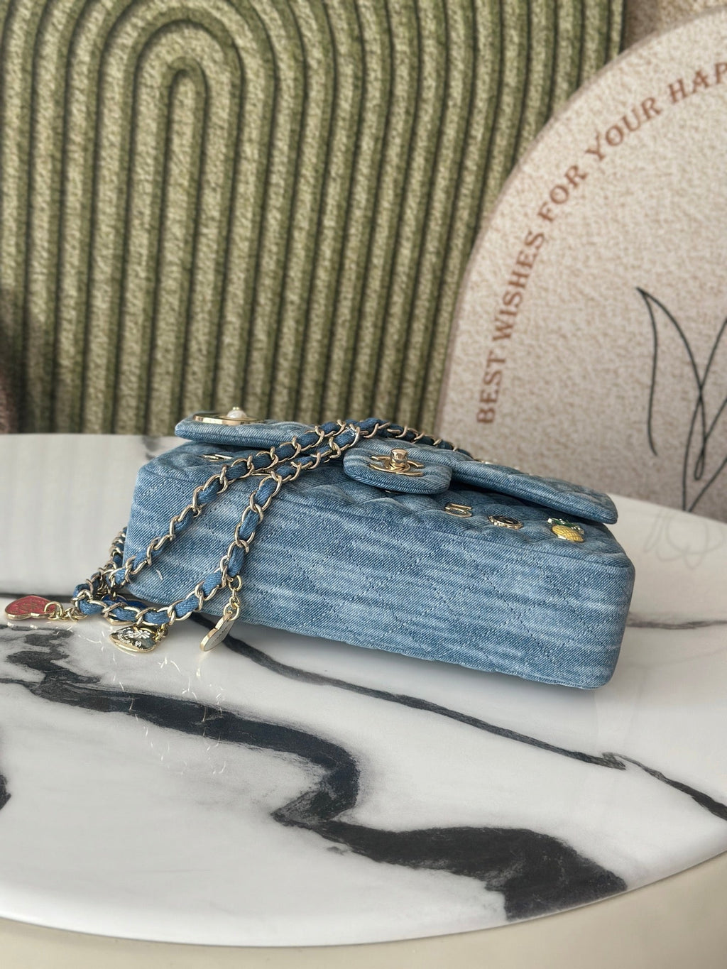 2026 Coco Cuba Charms Flap Bag Canvas Denim Leather