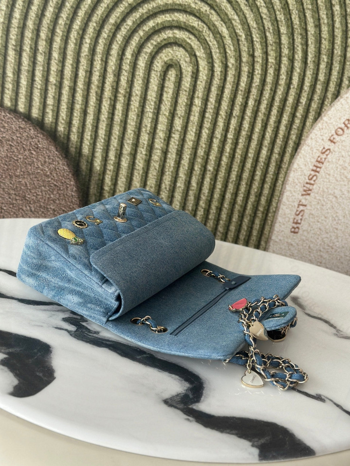 2026 Coco Cuba Charms Flap Bag Canvas Denim Leather