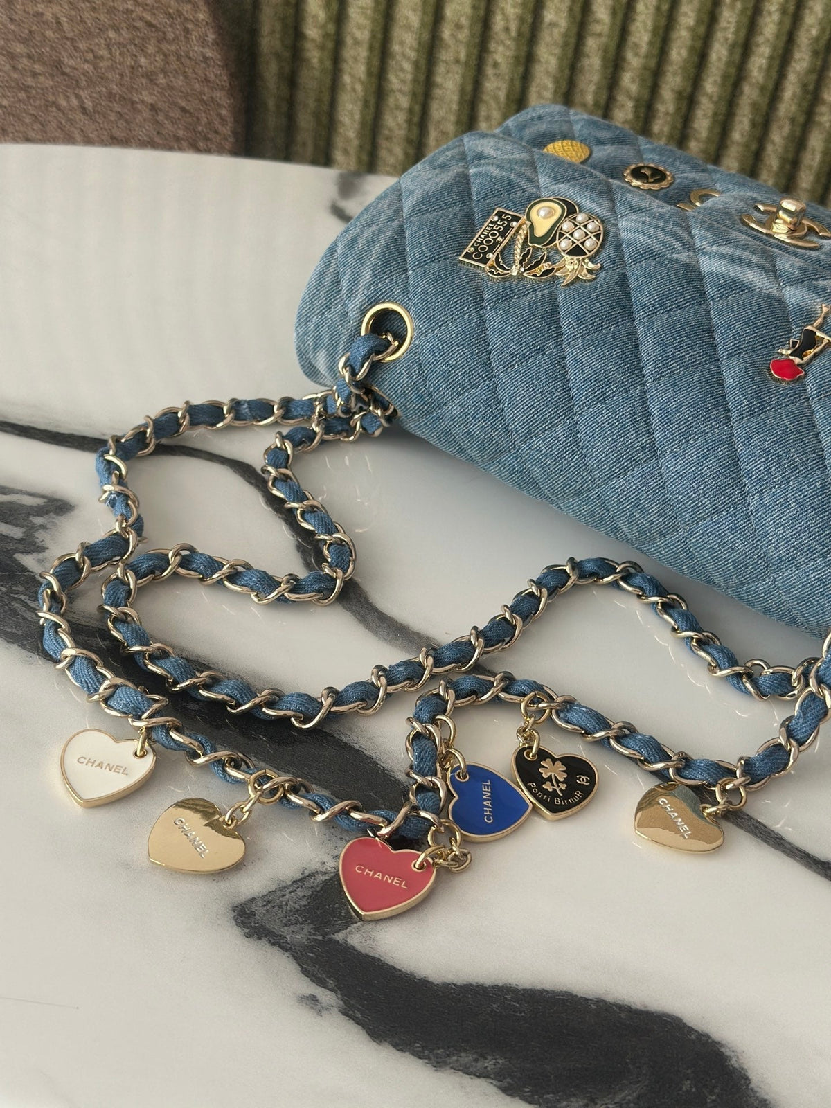 2026 Coco Cuba Charms Flap Bag Canvas Denim Leather