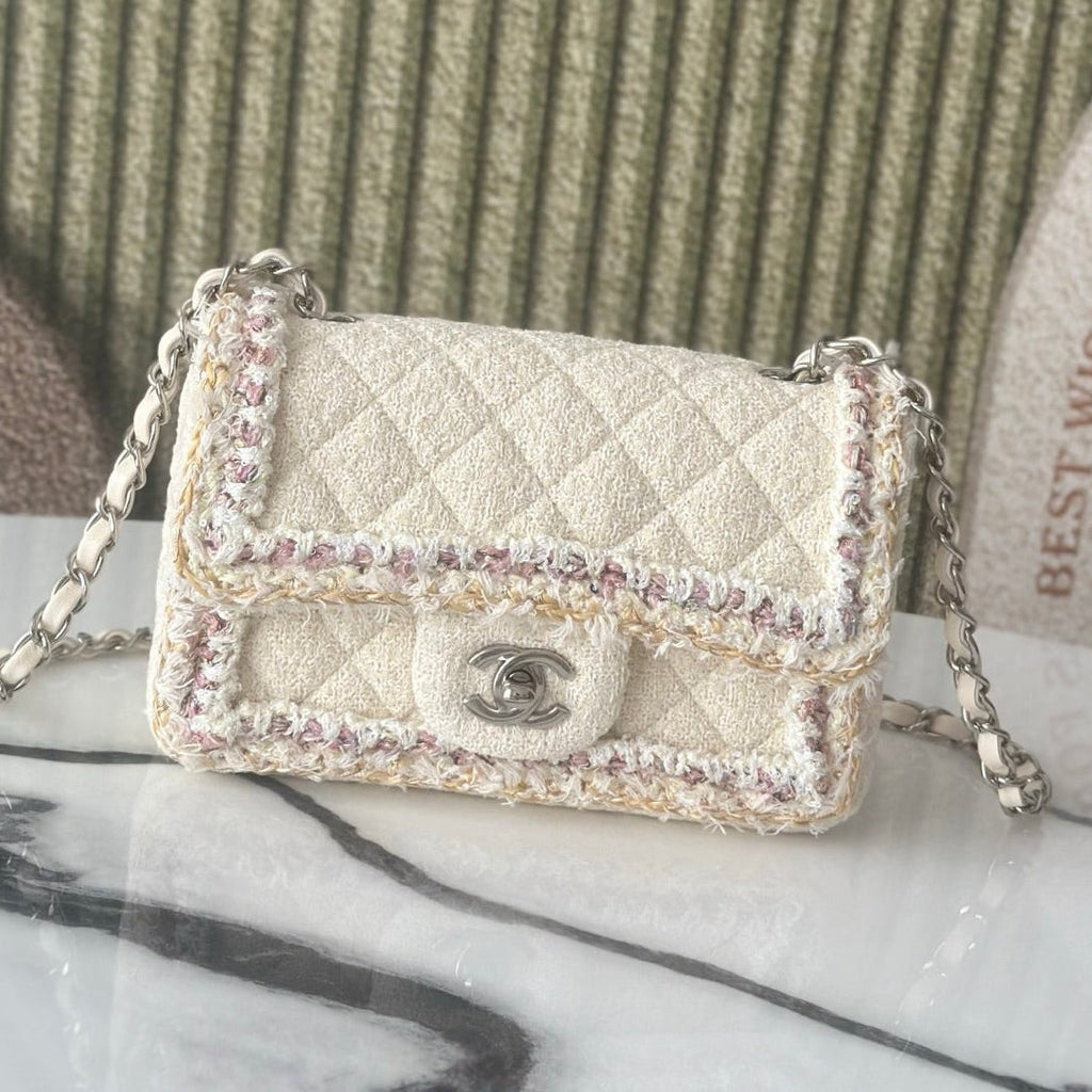 2026 Mini Flap Bag Tweed Denim Leather
