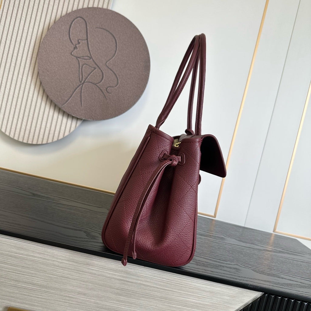 2026 Shopping Bag 38cm Burgundy And Brown Calfskin