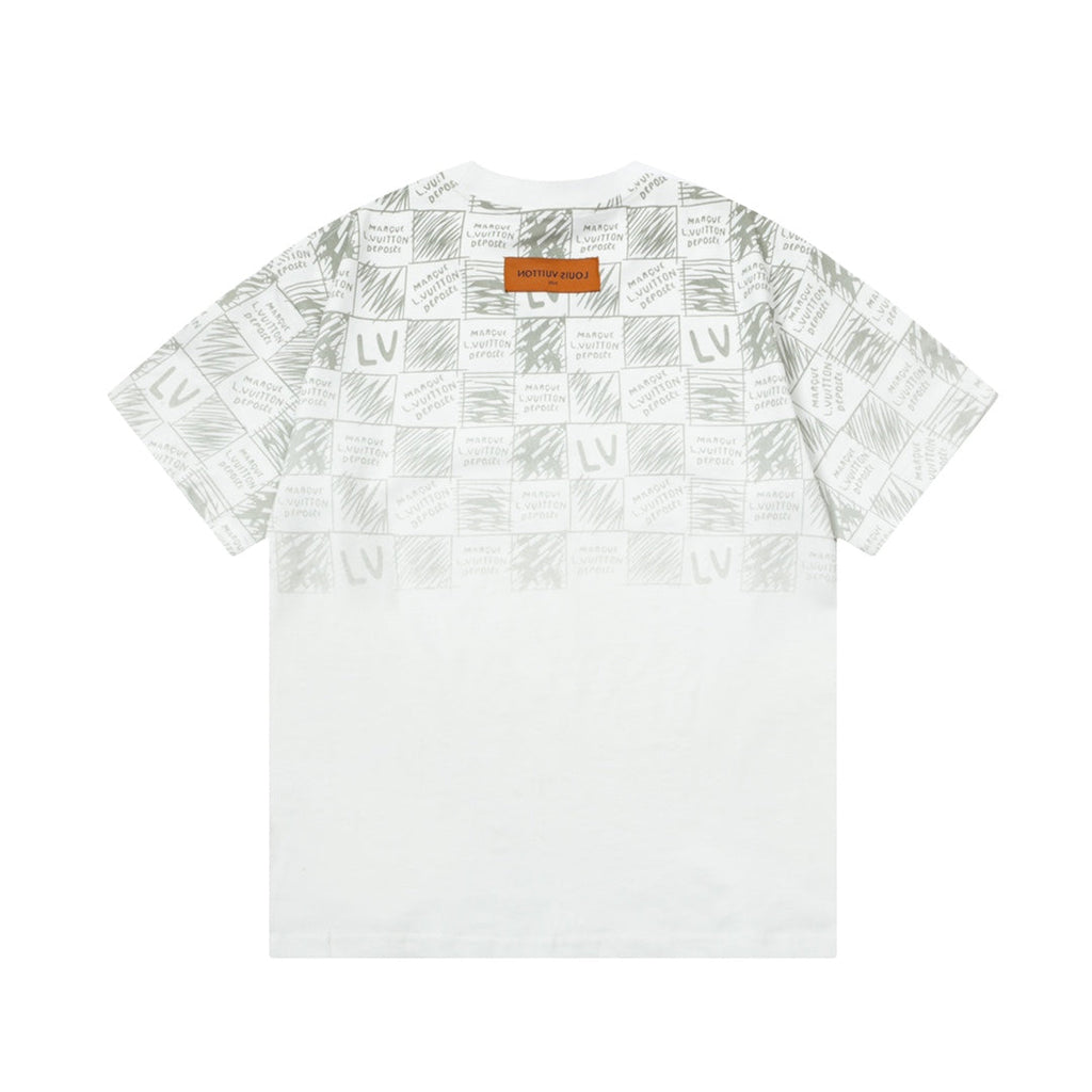 Checkerboard Letter Print T-shirt