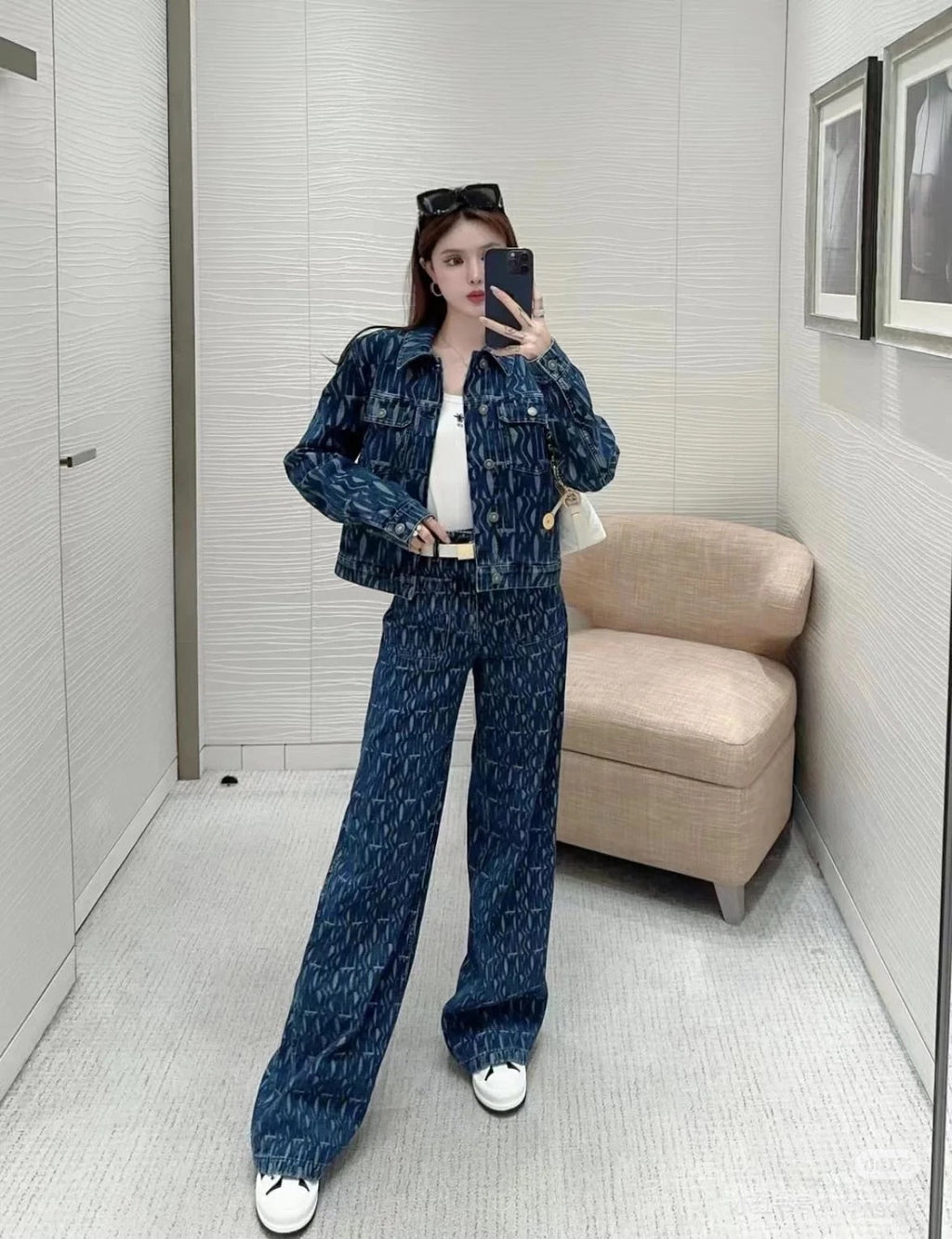 D 24fw miss jacquard denim jacket