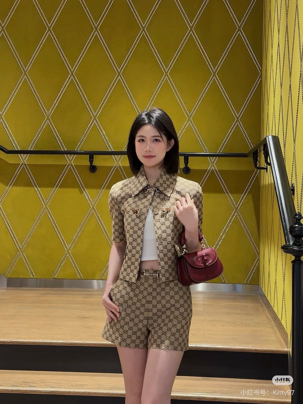 G 25ss jacquard short sleeve suit