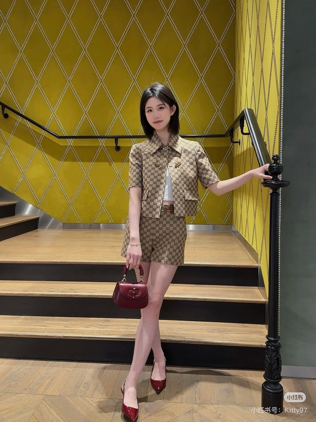 G 25ss jacquard short sleeve suit
