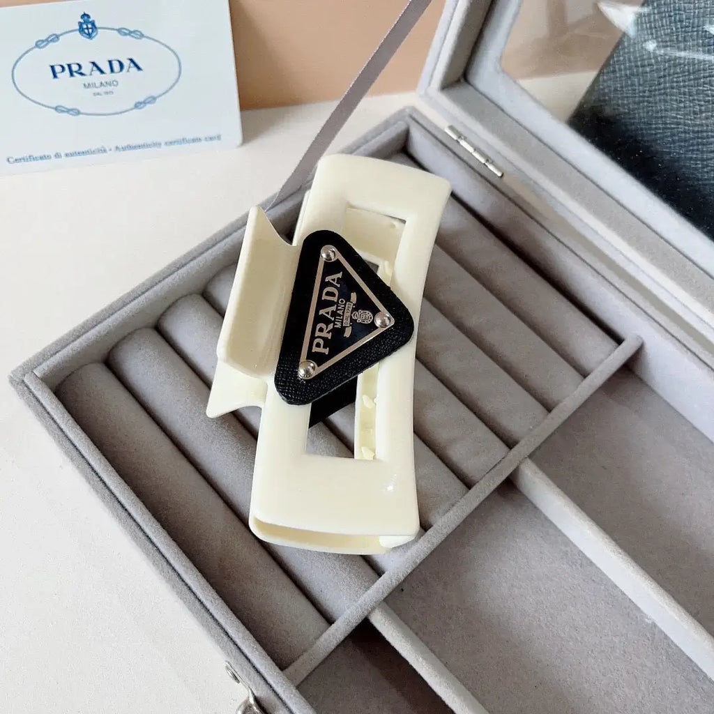 Cream White Square Hair Claw Clip