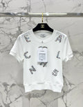 Colorful Rhinestone Letter T-Shirt