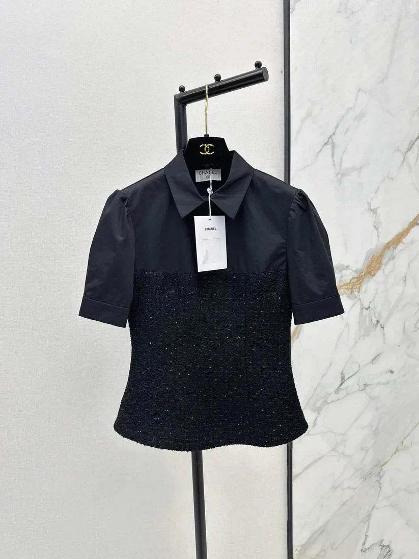 Refined Minimalist  Two-Tone Linen Top