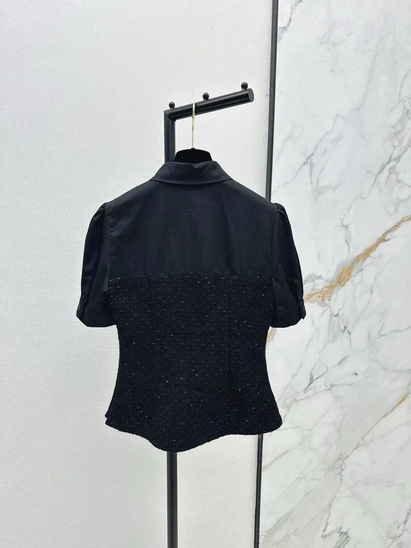 Refined Minimalist  Two-Tone Linen Top