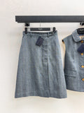 Premium Gray Striped Blazer Skirt