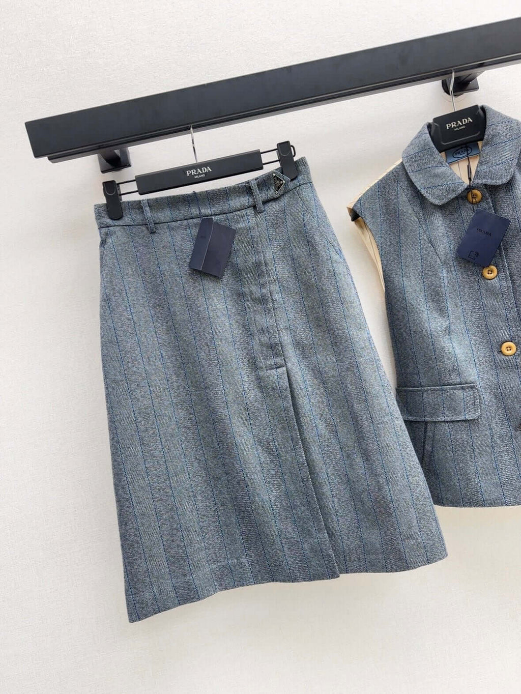 Premium Gray Striped Blazer Skirt