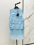 Elegant Blue Tiered Design Dress