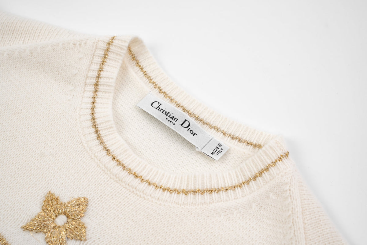 D 25ss wool embroidered knitted t-shirt
