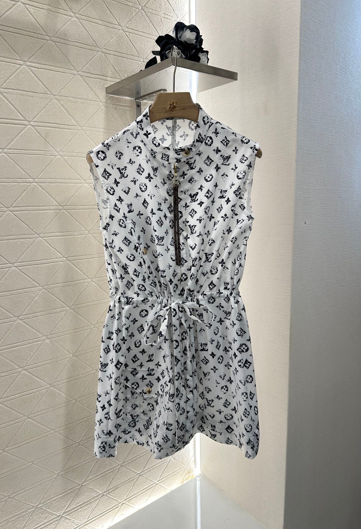 New Arrival Zippered Printed Vest Dress