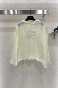 25fw Embroidered hollow hooded pullover sweater