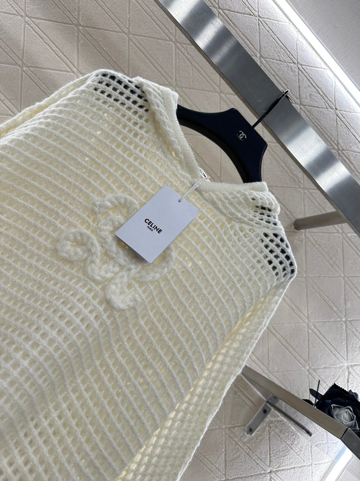 25fw Embroidered hollow hooded pullover sweater