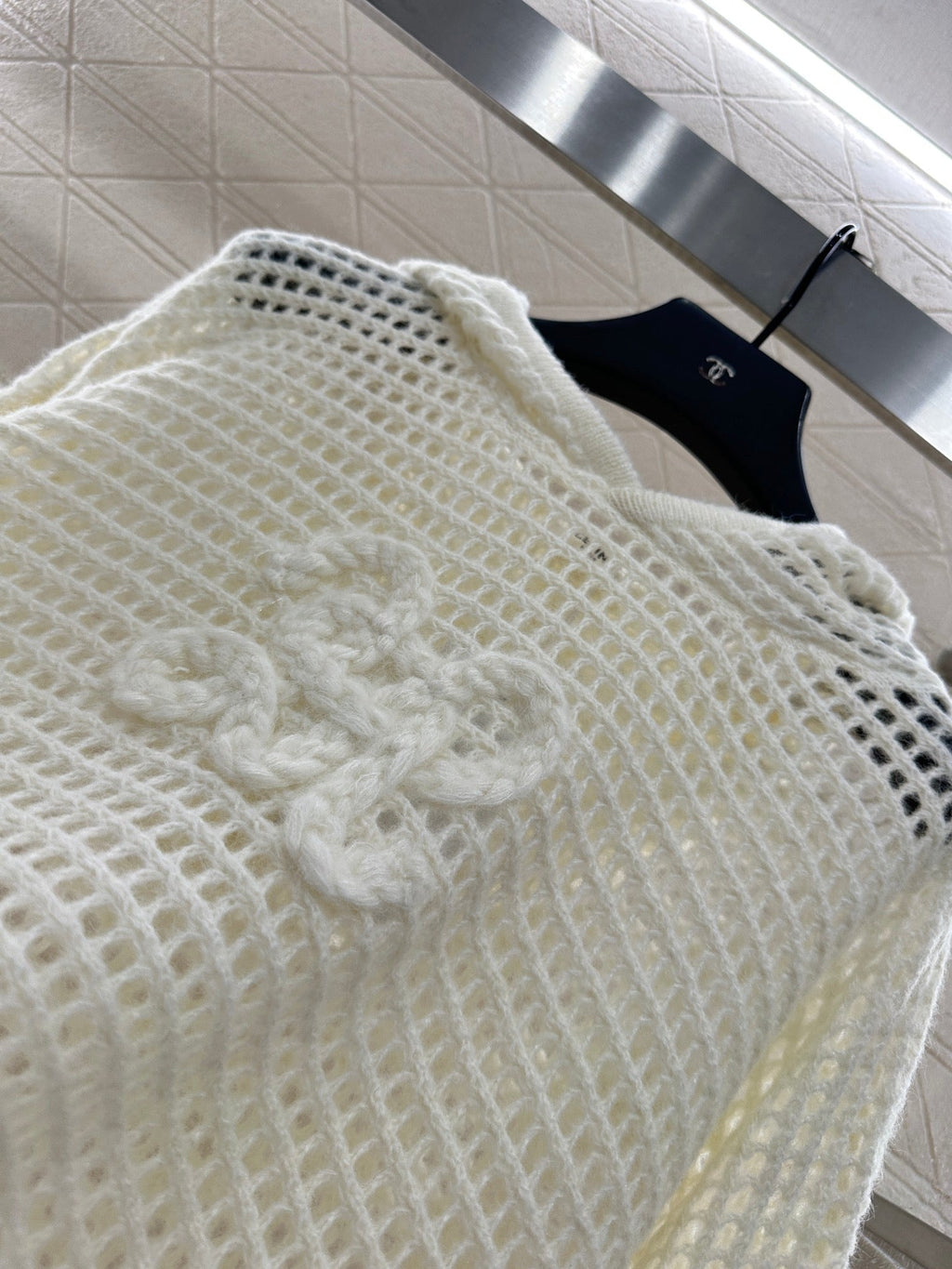 25fw Embroidered hollow hooded pullover sweater