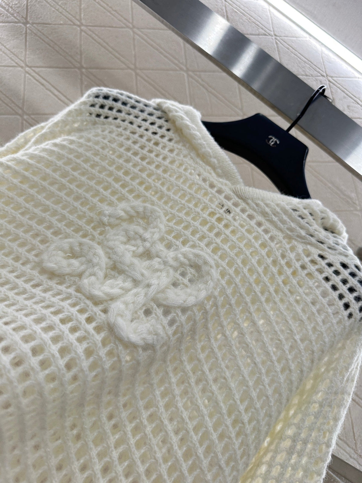 25fw Embroidered hollow hooded pullover sweater