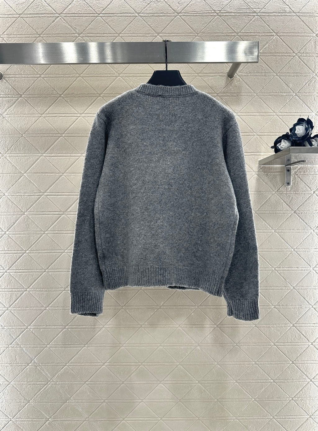 25fw new round neck embroidered knitted cardigan