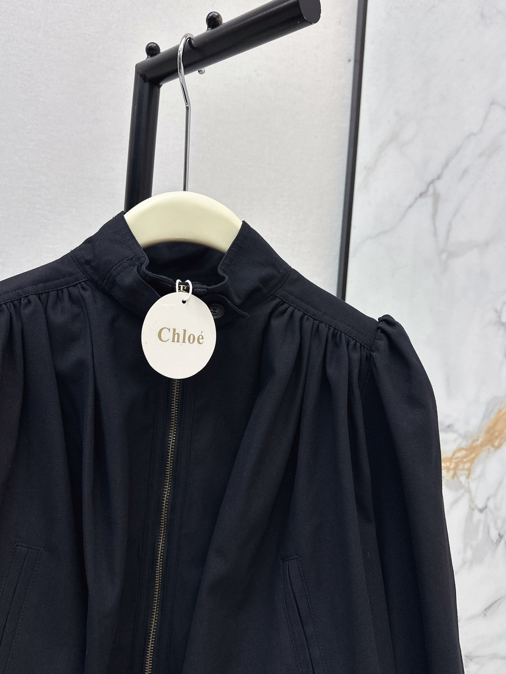 Stand-up collar cropped jacket