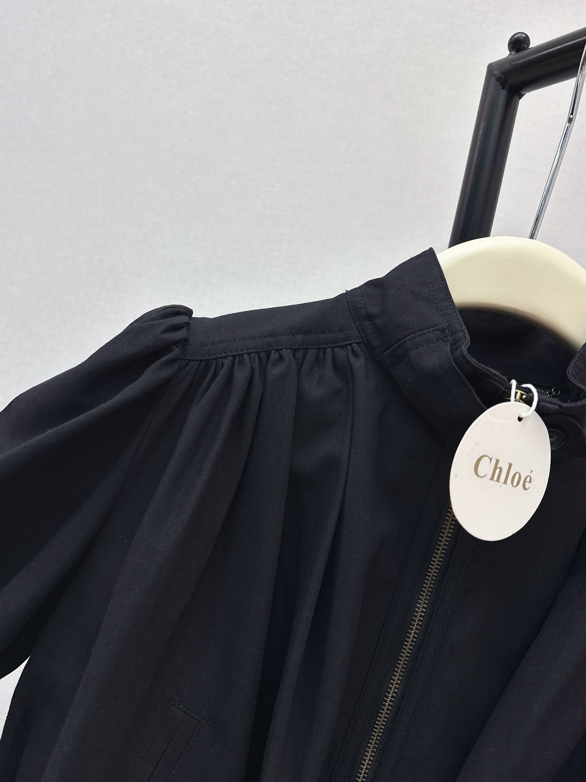 Stand-up collar cropped jacket