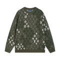 Gradient logo full print jacquard round neck knitted sweater wool sweater