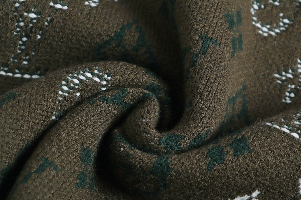 Gradient logo full print jacquard round neck knitted sweater wool sweater