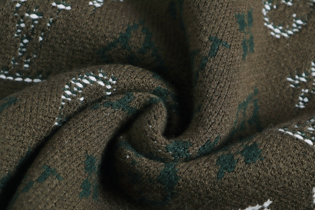 Gradient logo full print jacquard round neck knitted sweater wool sweater