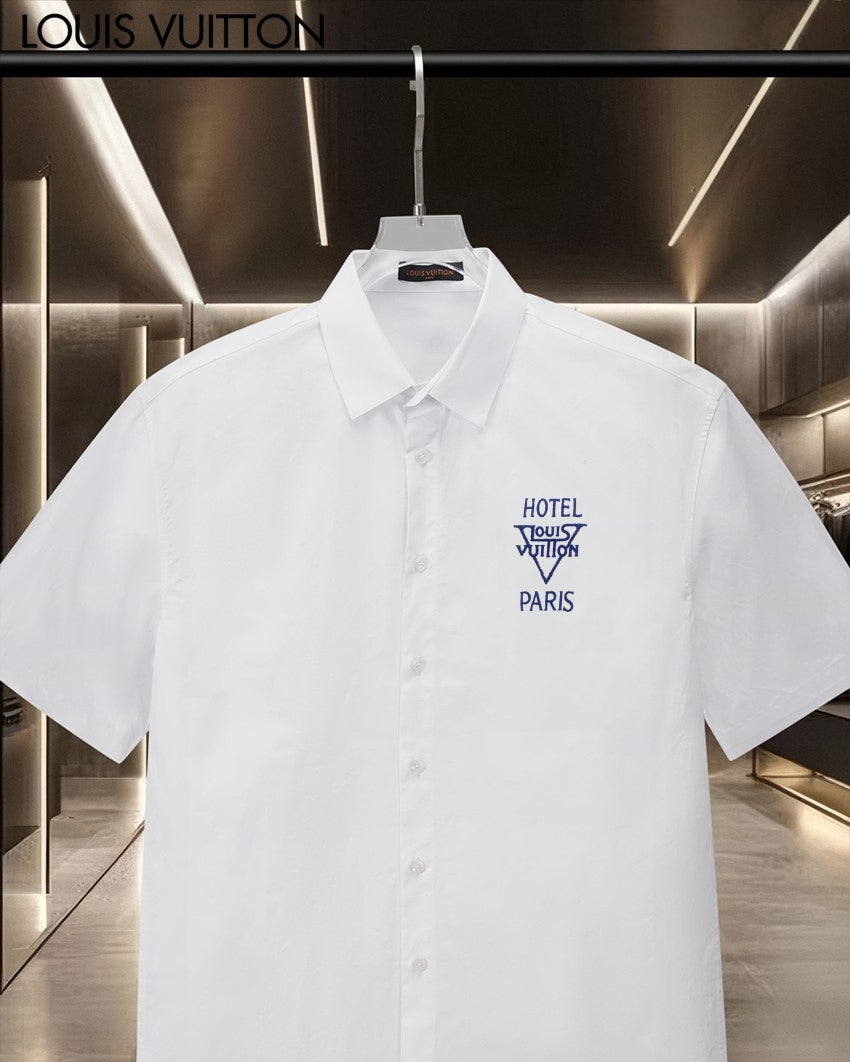 26ss Classic Chest Letter Logo Embroidered Short Sleeve Shirt