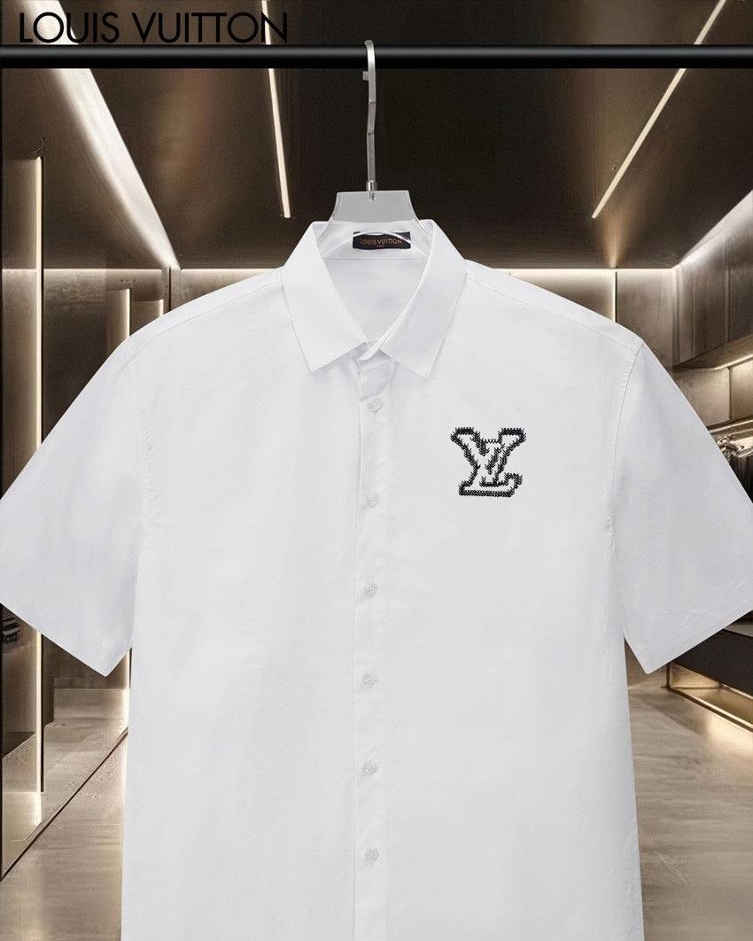 26ss Classic Chest Letter Logo Embroidered Short Sleeve Shirt