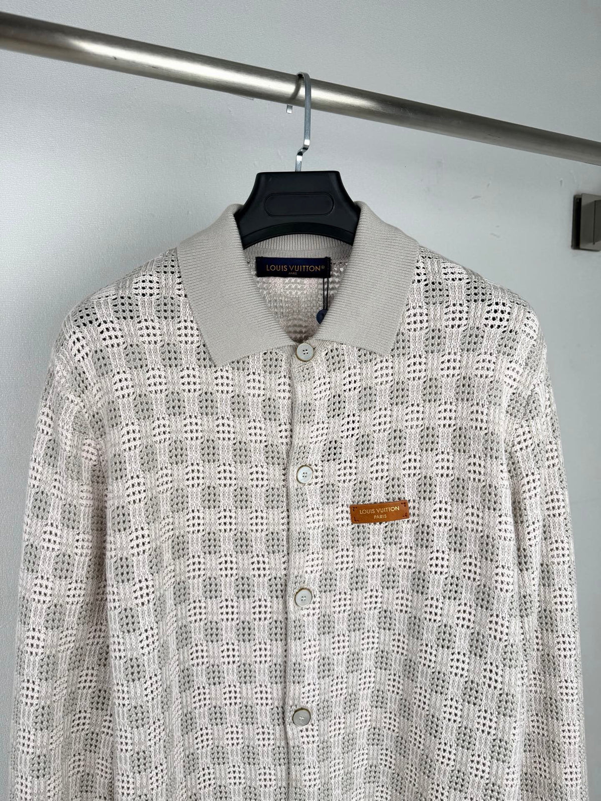 Coarse grid jacquard knitted cardigan sweater jacket