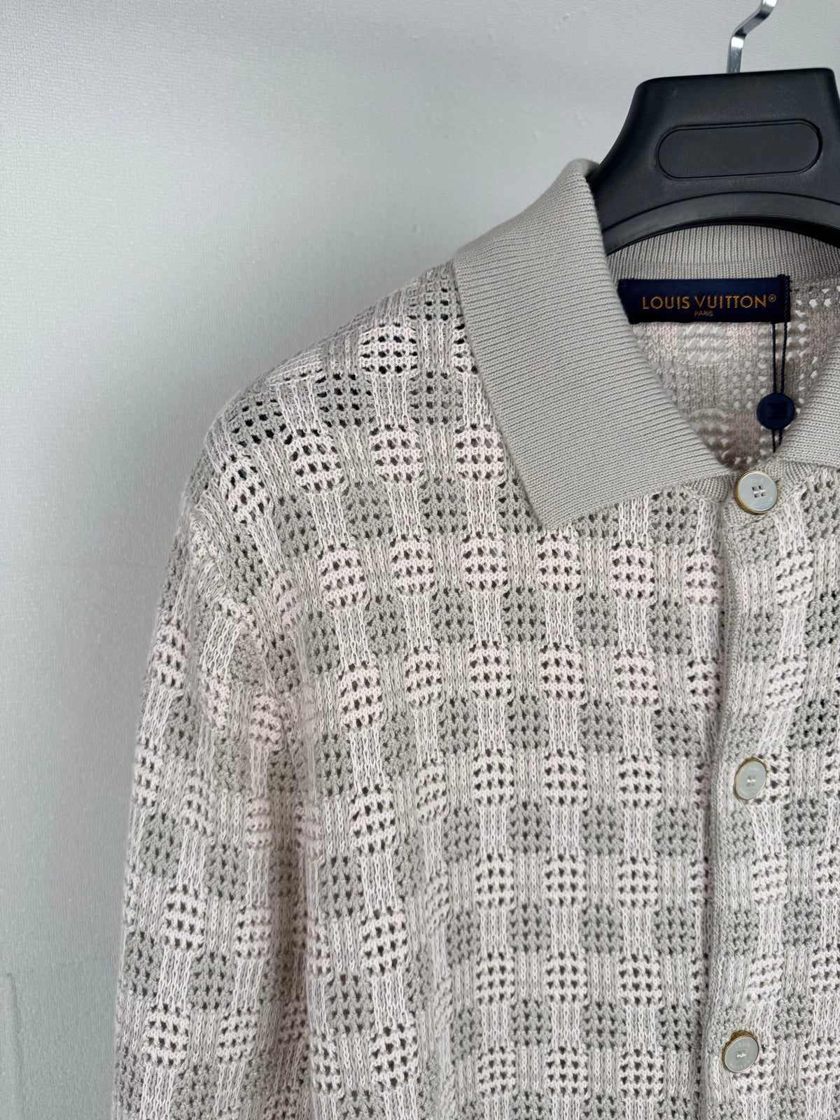 Coarse grid jacquard knitted cardigan sweater jacket