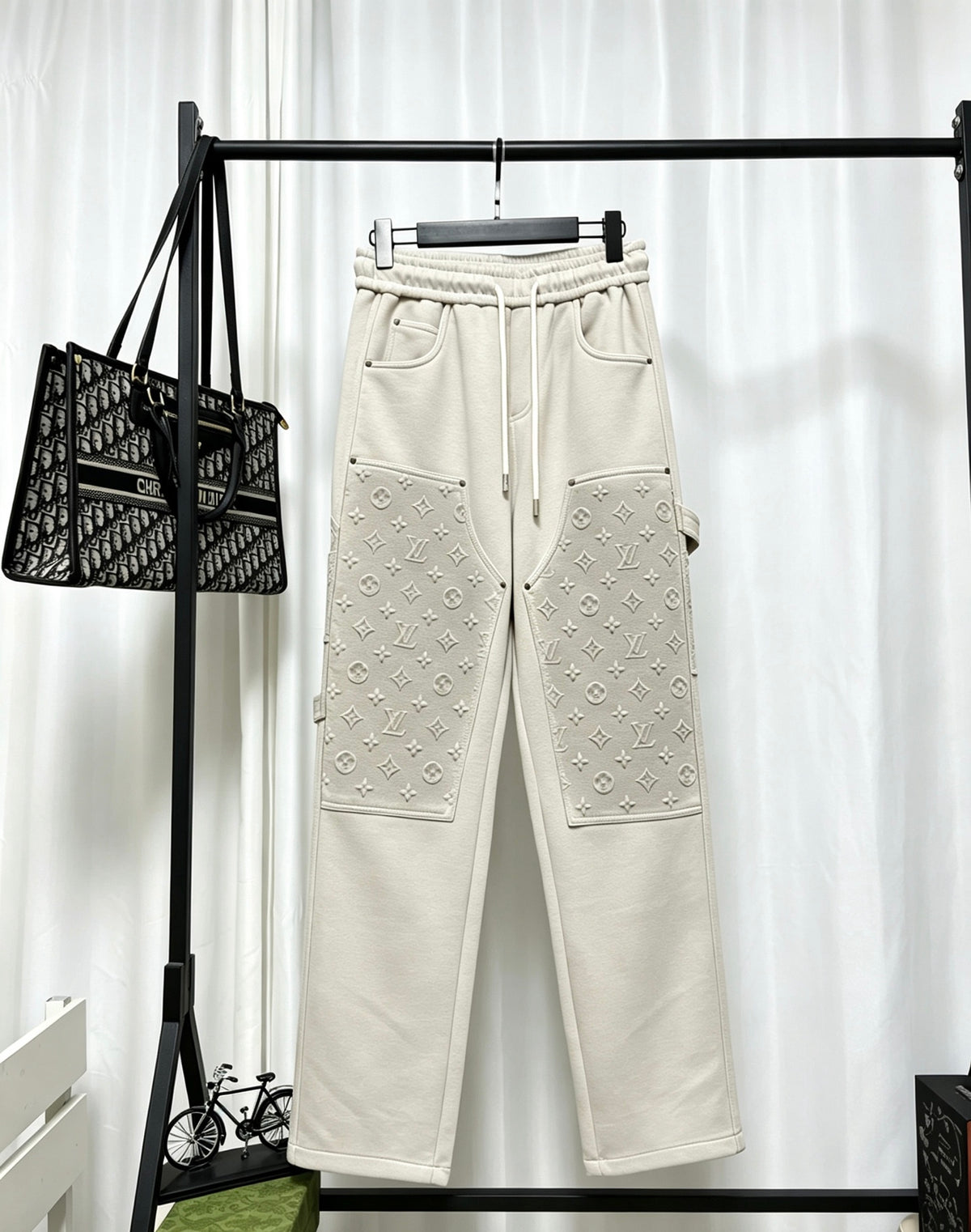 26 Concave convex printing floral workwear wide leg pants