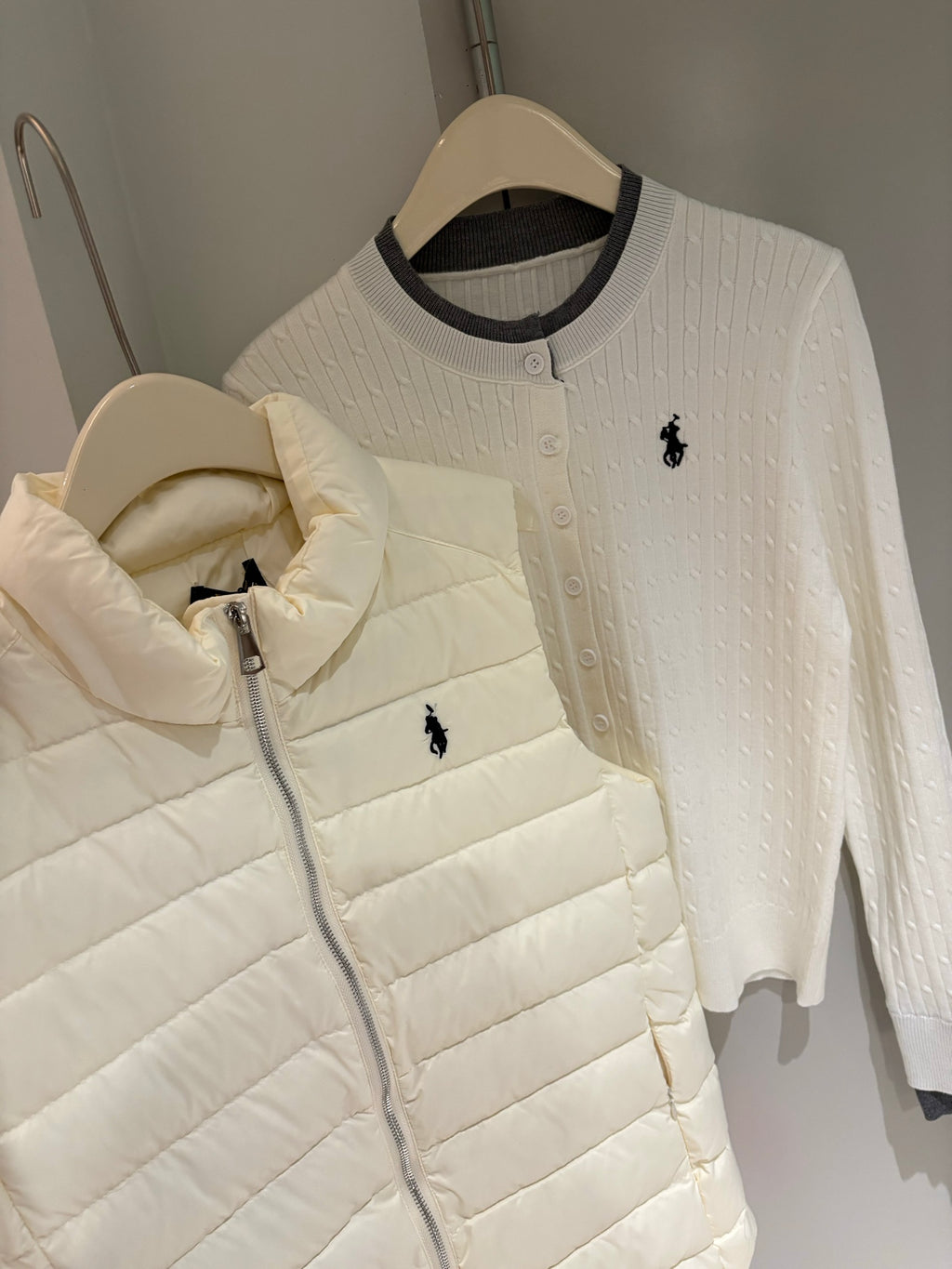 Pony embroidered knitted cardigan ➕ Down vest set (two-piece set)