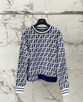 New retro classic vintage floral printed knit sweater