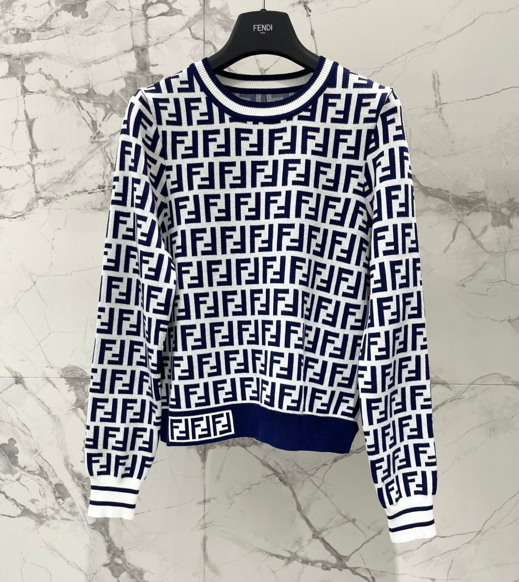 New retro classic vintage floral printed knit sweater