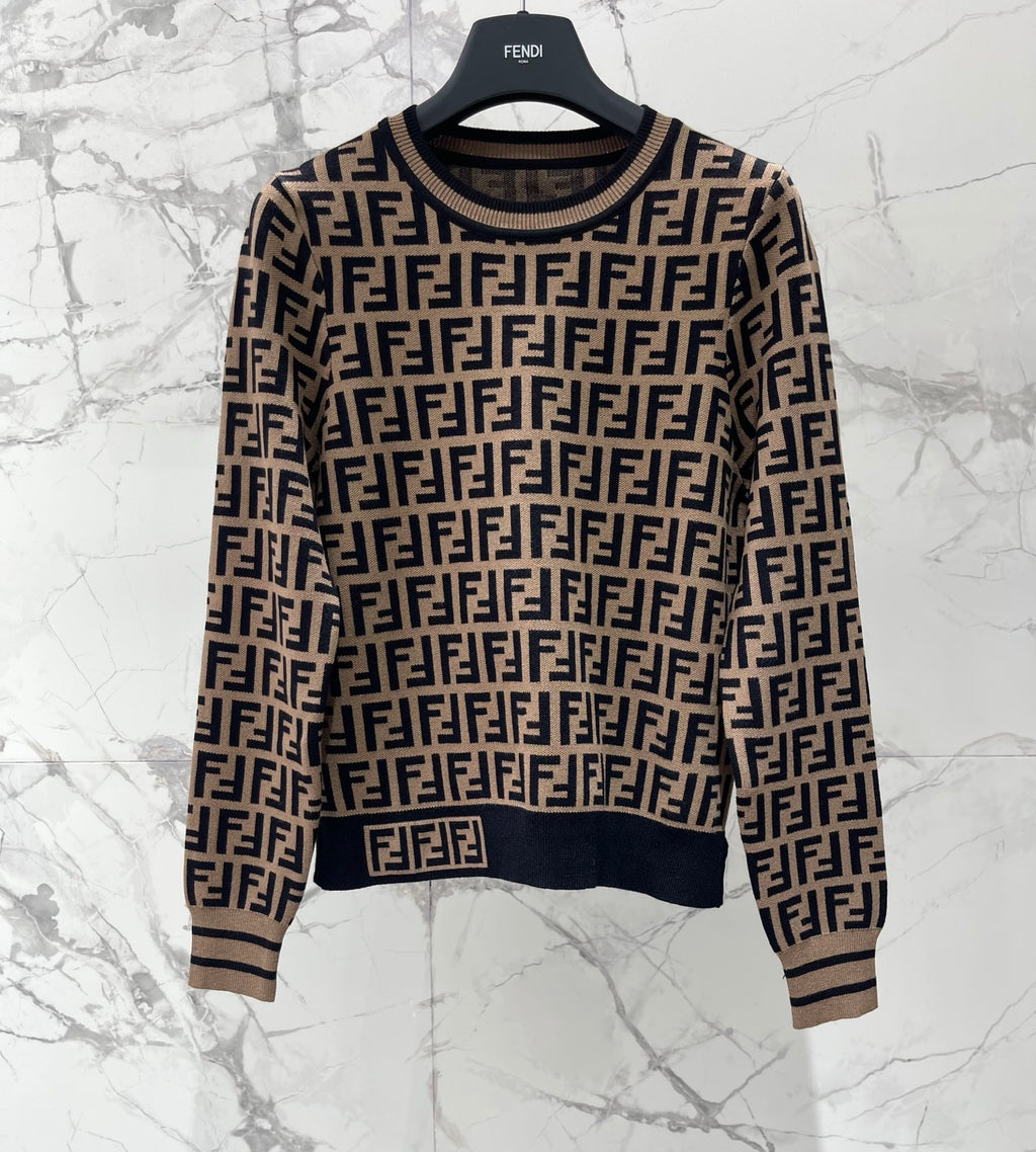 New retro classic vintage floral printed knit sweater