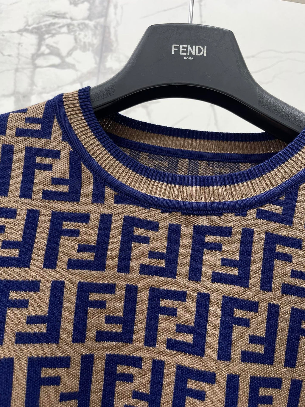 New retro classic vintage floral printed knit sweater