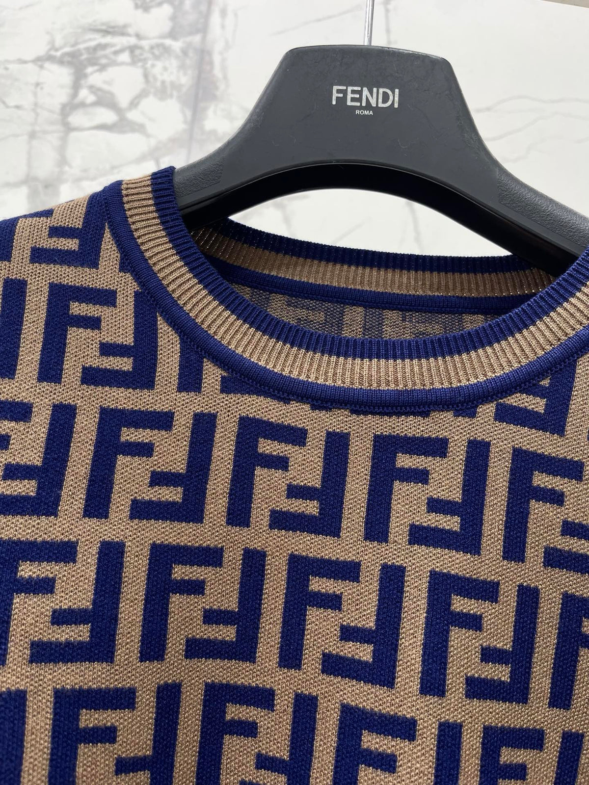 New retro classic vintage floral printed knit sweater