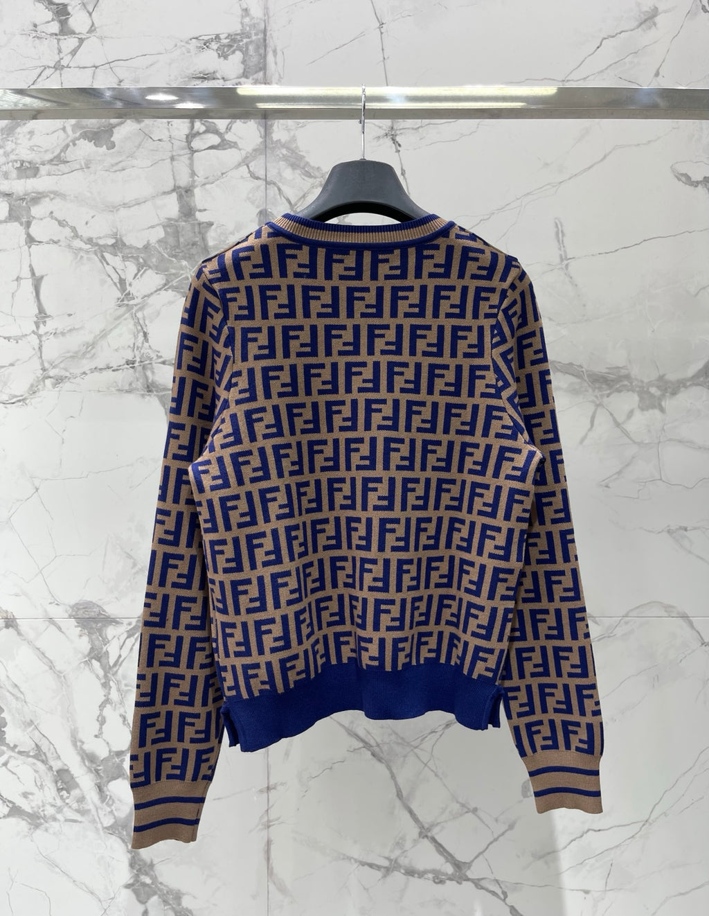 New retro classic vintage floral printed knit sweater